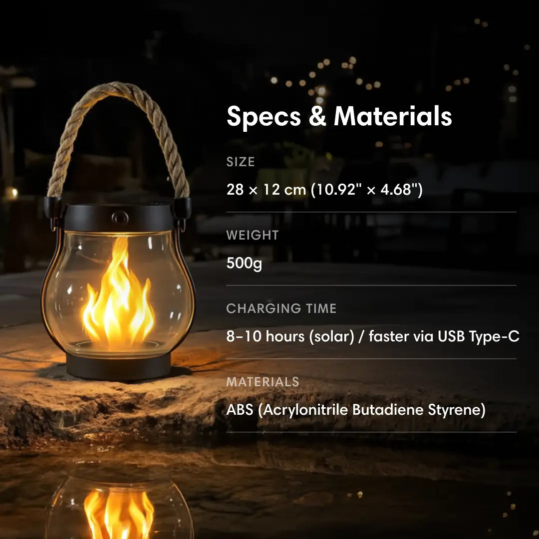 Outdoor Solar Lantern | Realistic Flickering Flame | Dusk Sensor & Weatherproof | 12-Hour Runtime