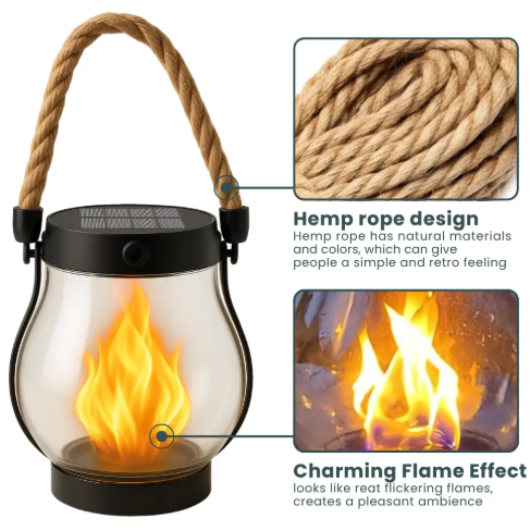 Outdoor Solar Lantern | Realistic Flickering Flame Effect | 12-Hour Runtime | Weather-Resistant