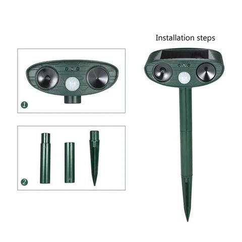 Outdoor Ultrasonic Pest Repeller | Solar Motion-Activated | 30 ft Range