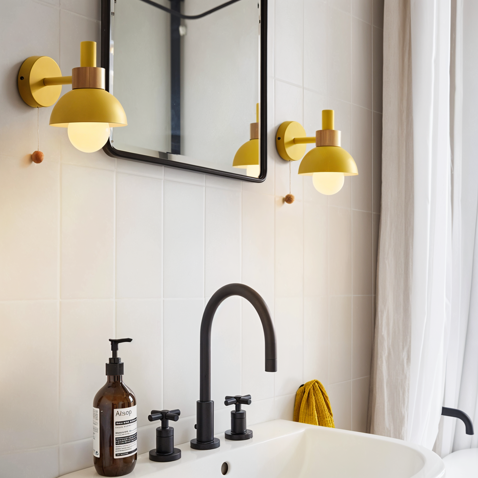 Pastel Wall Lamp | Warm Glow | Iron & Wood Frame | Bedroom & Living Room