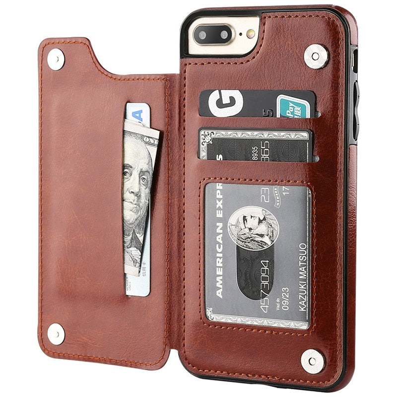 Phone Wallet Case | Leather Folio with 3 Card Slots & Kickstand | All-Around Protection
