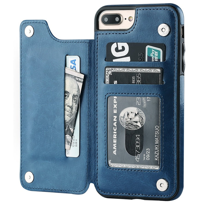 Phone Wallet Case | Leather Folio with 3 Card Slots & Kickstand | All-Around Protection