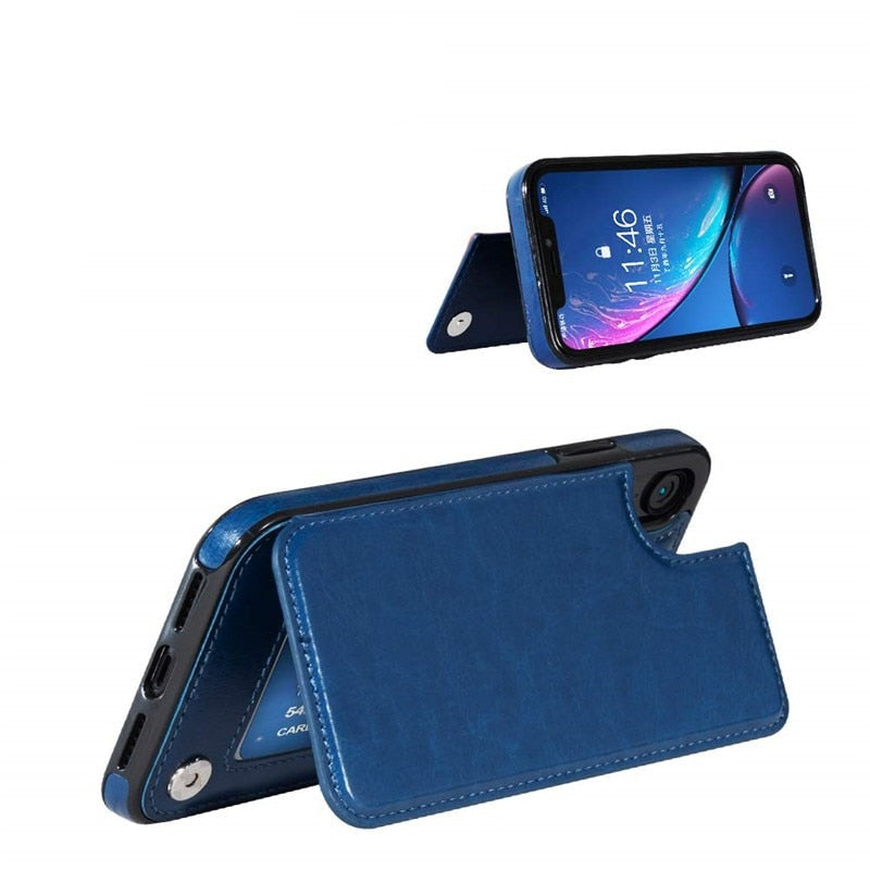 Phone Wallet Case | Leather Folio with 3 Card Slots & Kickstand | All-Around Protection