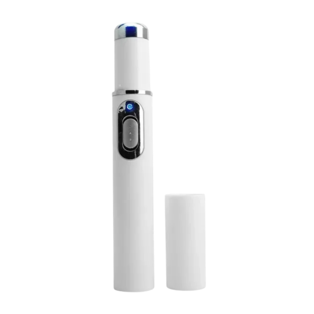 Portable Blue Light Skin Pen | Targeted Scar & Hyperpigmentation Treatment | Battery-Operated Travel Size