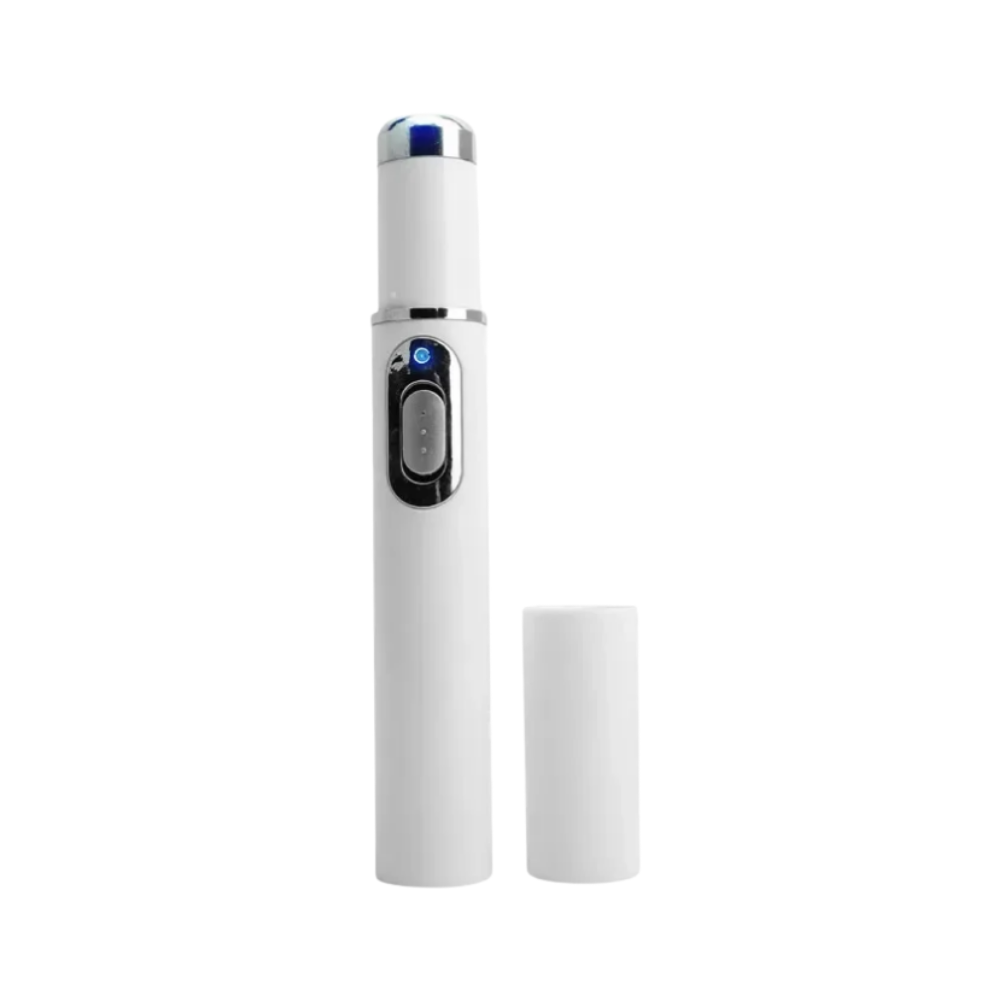 Portable Blue Light Skin Pen | Targeted Scar & Hyperpigmentation Treatment | Battery-Operated Travel Size