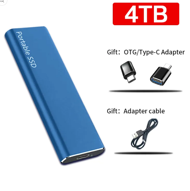 Portable External Hard Drive | 4TB USB-C | Metal Casing