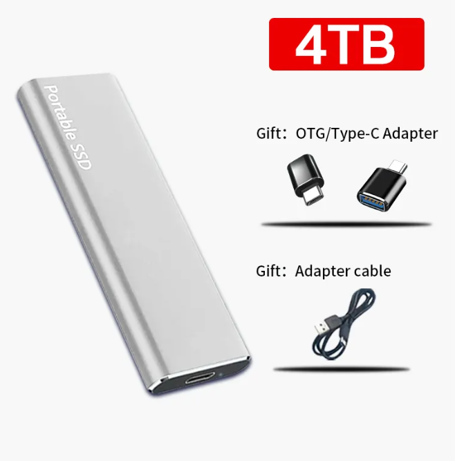 Portable External Hard Drive | 4TB USB-C | Metal Casing