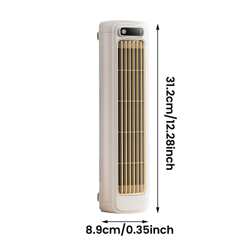 Portable Rechargeable AC | Bladeless Ultra-Quiet | Wall-Mountable, 12-Hour Battery