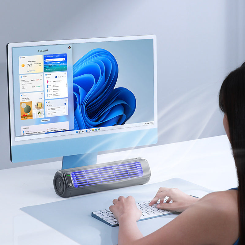 Portable Rechargeable AC | Bladeless Ultra-Quiet | Wall-Mountable, 12-Hour Battery
