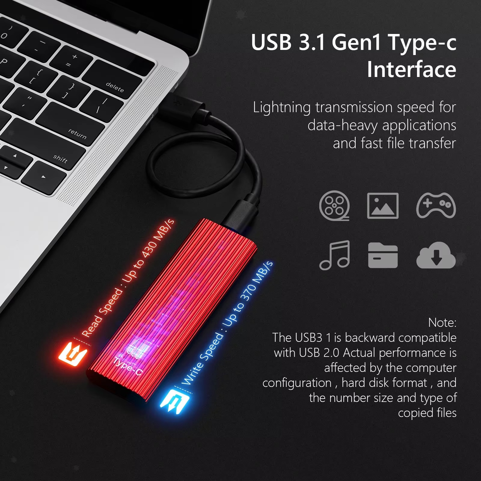 Portable SSD | Ultra-Fast USB 3.1 Performance | Shock-Resistant Enclosure & Lightweight Design