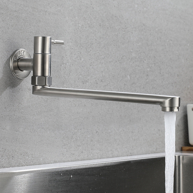 Pot Filler Faucet | Low-Profile Swivel Spout | Stainless Steel Single Handle | Lead-Free