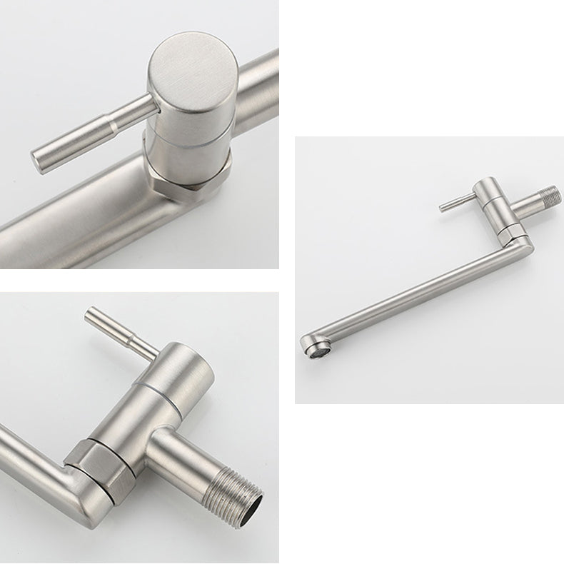 Pot Filler Faucet | Low-Profile Swivel Spout | Stainless Steel Single Handle | Lead-Free