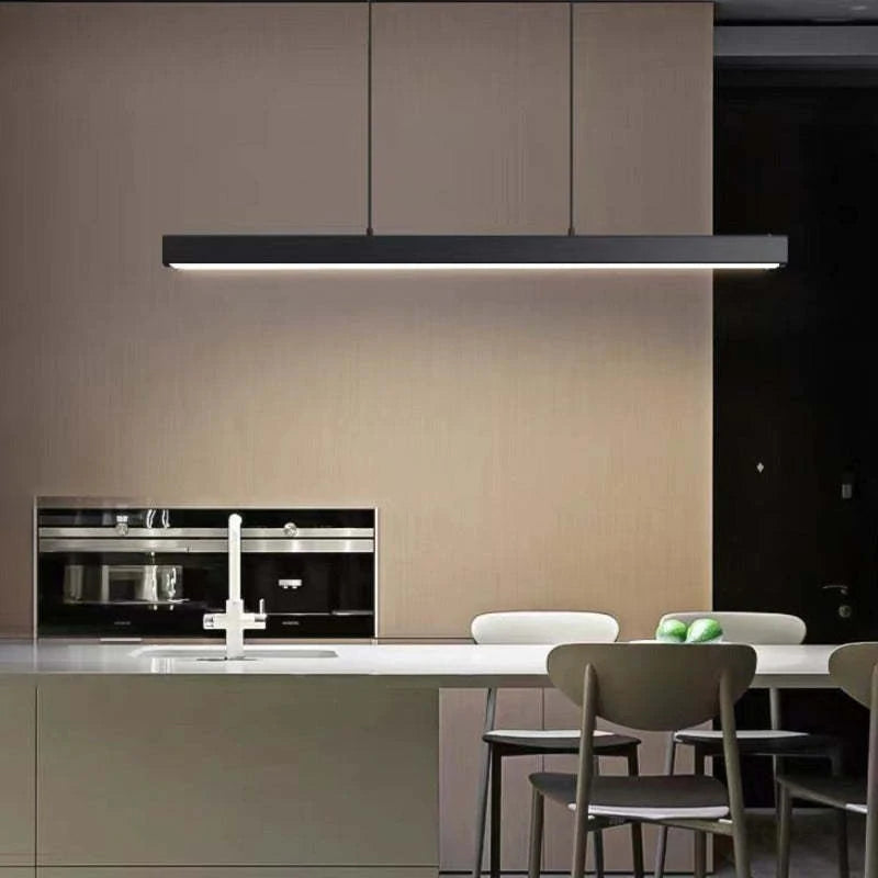 Rectangular LED Pendant Light | Slim Linear Minimalist | Adjustable Height | Energy-Efficient