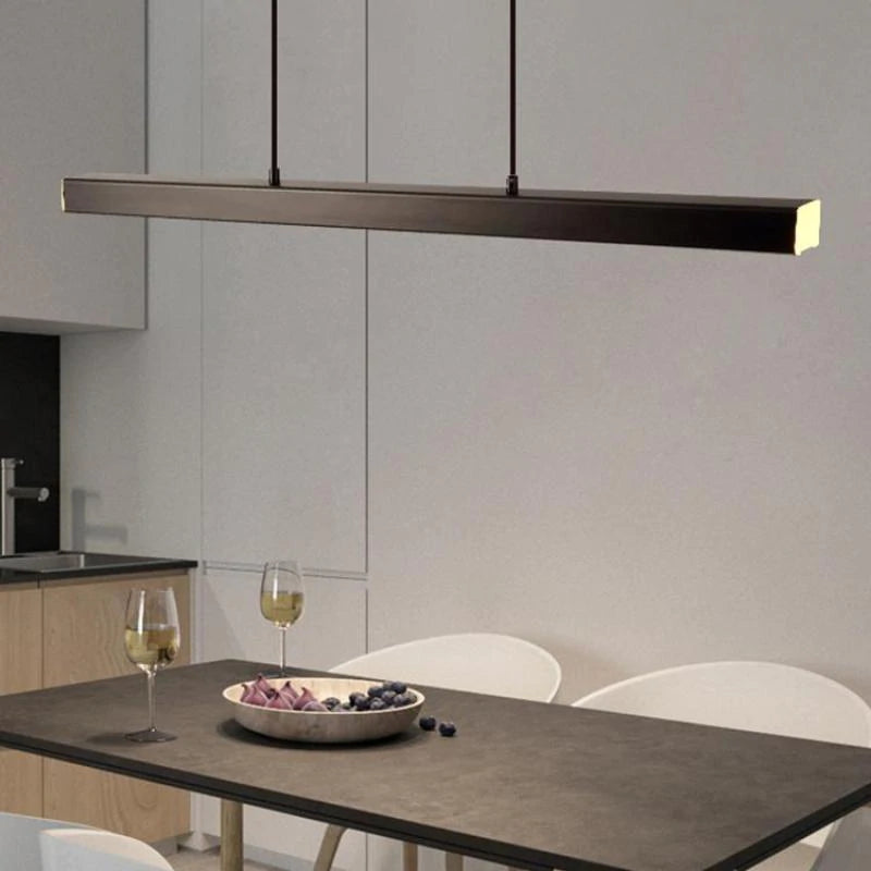 Rectangular LED Pendant Light | Slim Linear Minimalist | Adjustable Height | Energy-Efficient