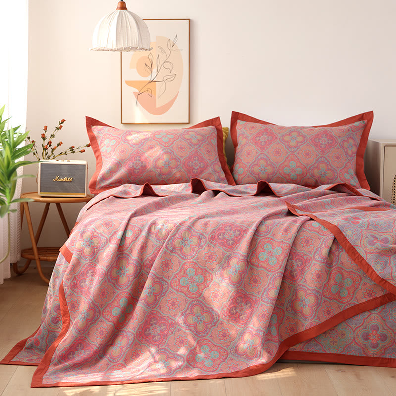 Reversible Cotton Quilt | Embroidered Petal Flower Pattern | Machine Washable | All-Season Comfort