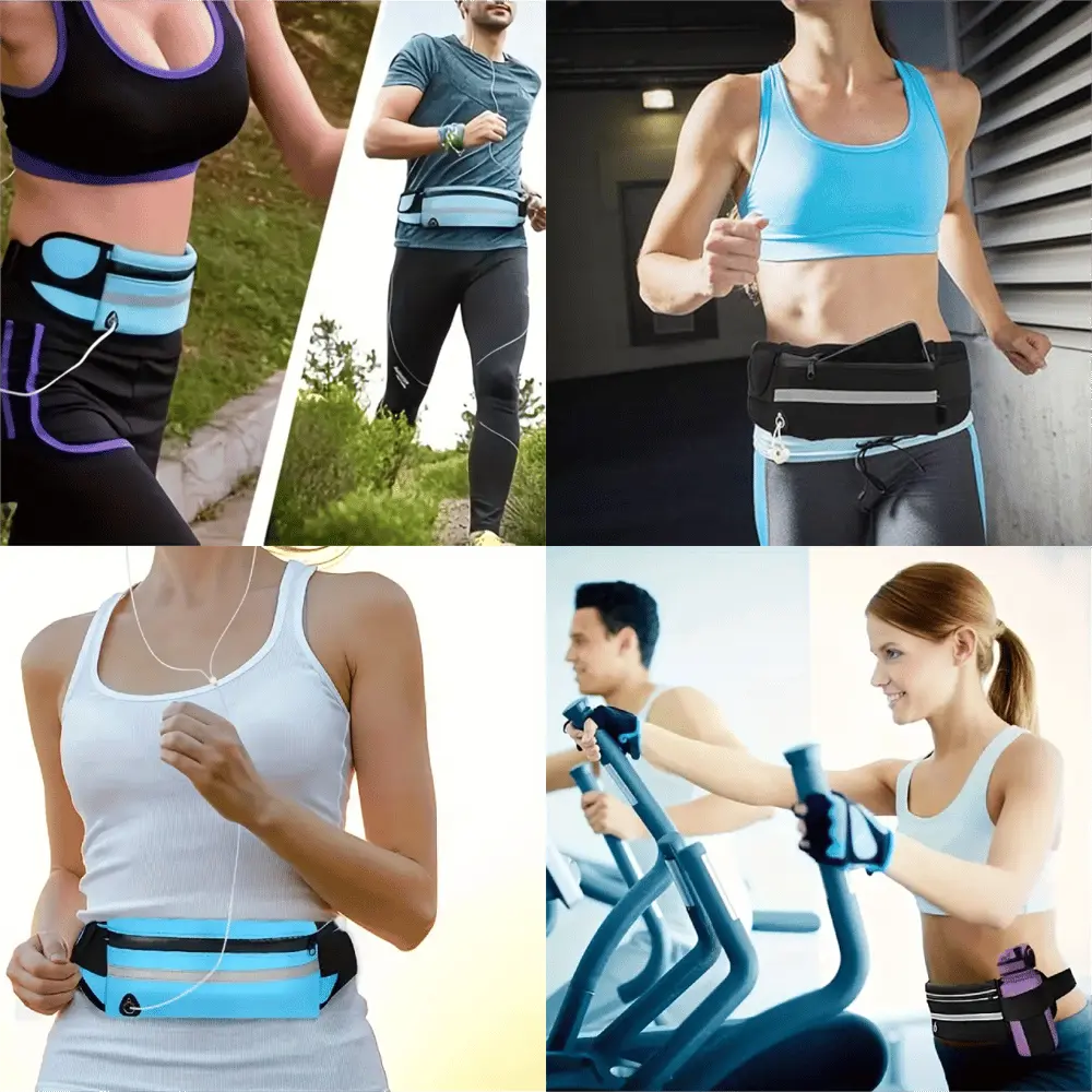 Running Belt | Adjustable Non-Slip Fit | Bottle & Phone Pocket | Reflective