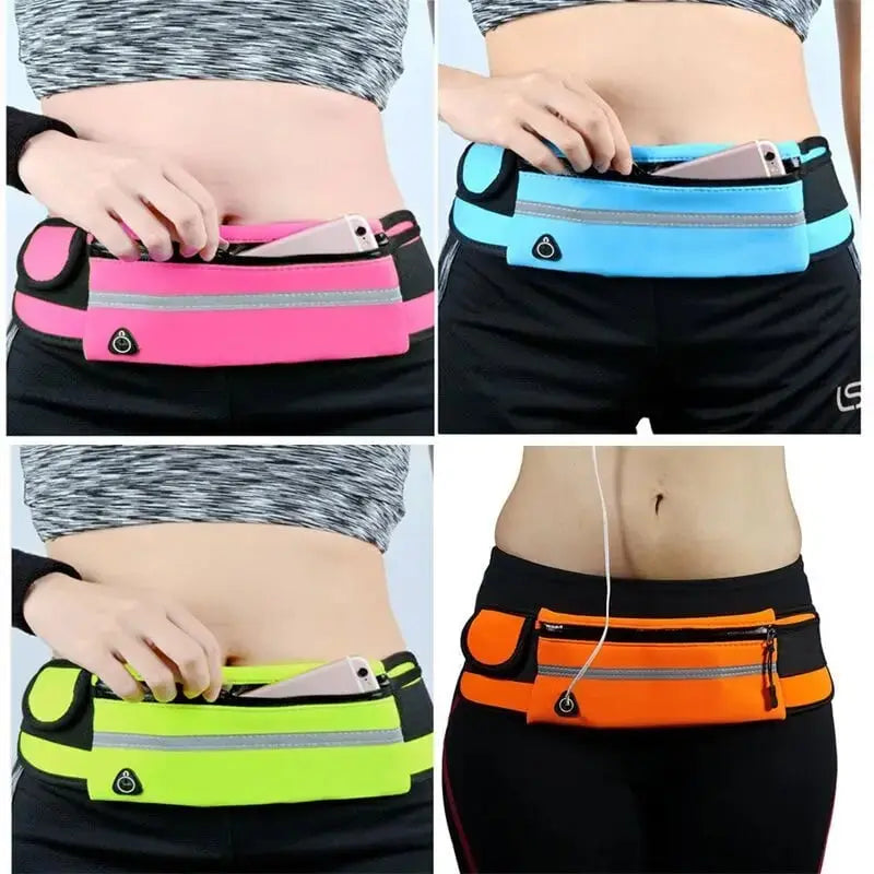 Running Belt | Adjustable Non-Slip Fit | Bottle & Phone Pocket | Reflective