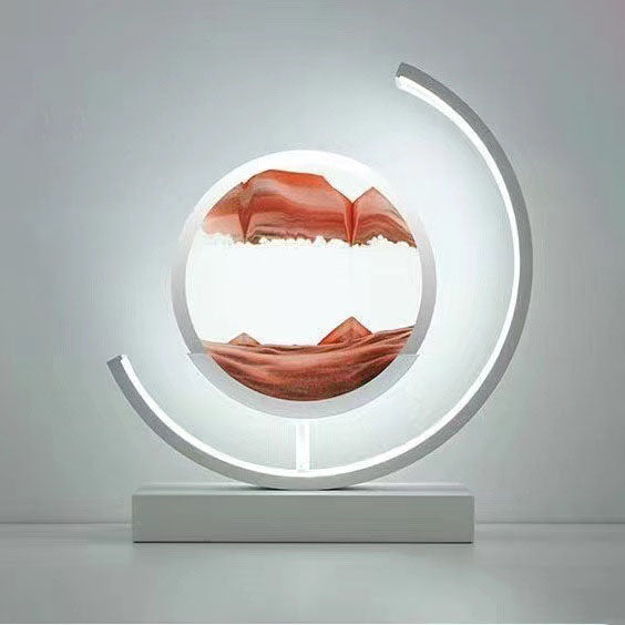 Sand Art Ornament | Hourglass Landscape & Three-Color Ambient Light | Metal Base | Stress Relief