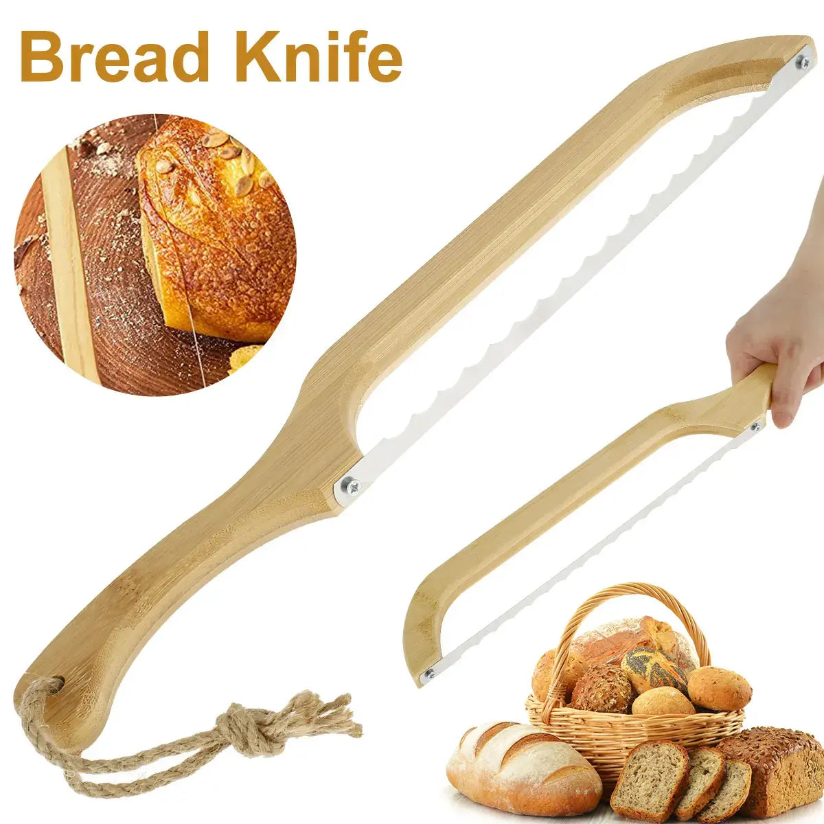 Serrated Bread Knife | Sharp Stainless Steel Blade | Wooden Handle & Comfortable Grip