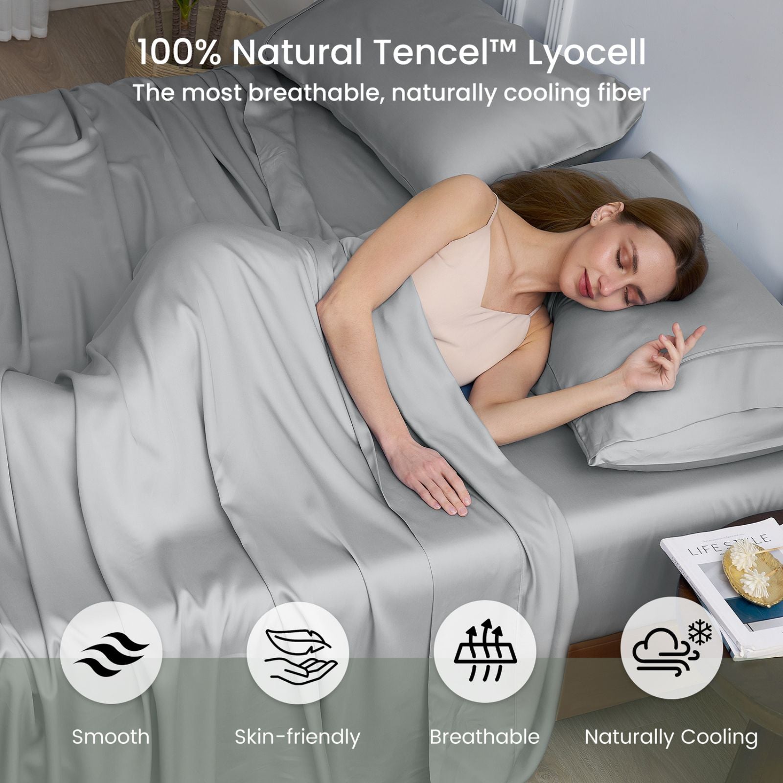 Silky Sheet Set | Moisture-Wicking & Breathable | Lyocell Fabric | Cool Night's Sleep