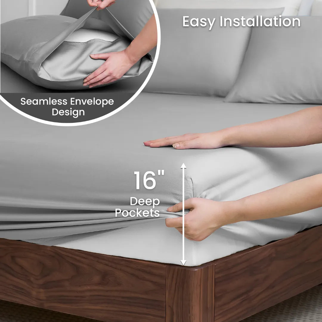 Silky Sheet Set | Moisture-Wicking & Breathable | Lyocell Fabric | Cool Night's Sleep