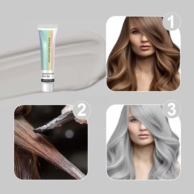 Silver Hair Color | Ammonia-Free Plant Extract Formula | 100g | Aloe & Hydrolyzed Wheat Protein