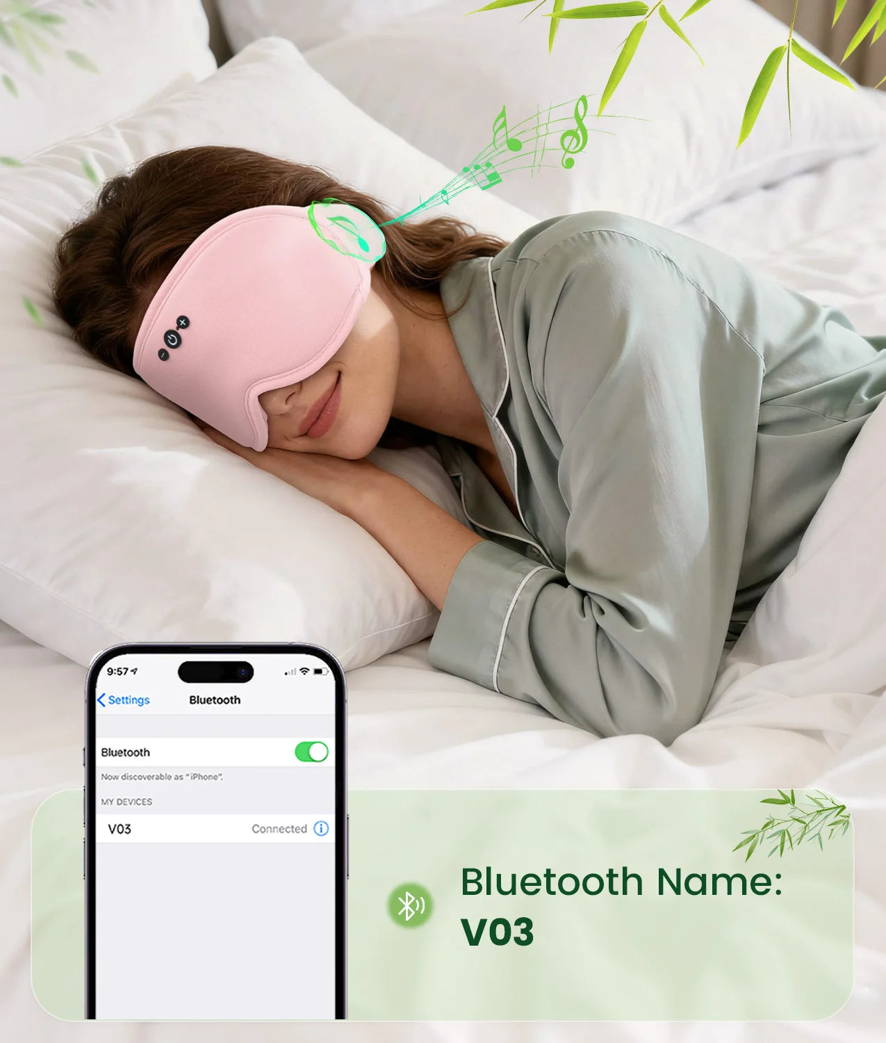 Sleep Eye Mask | Bluetooth Audio Playback | Bamboo Fiber & Breathable Fabric | Comfortable Fit