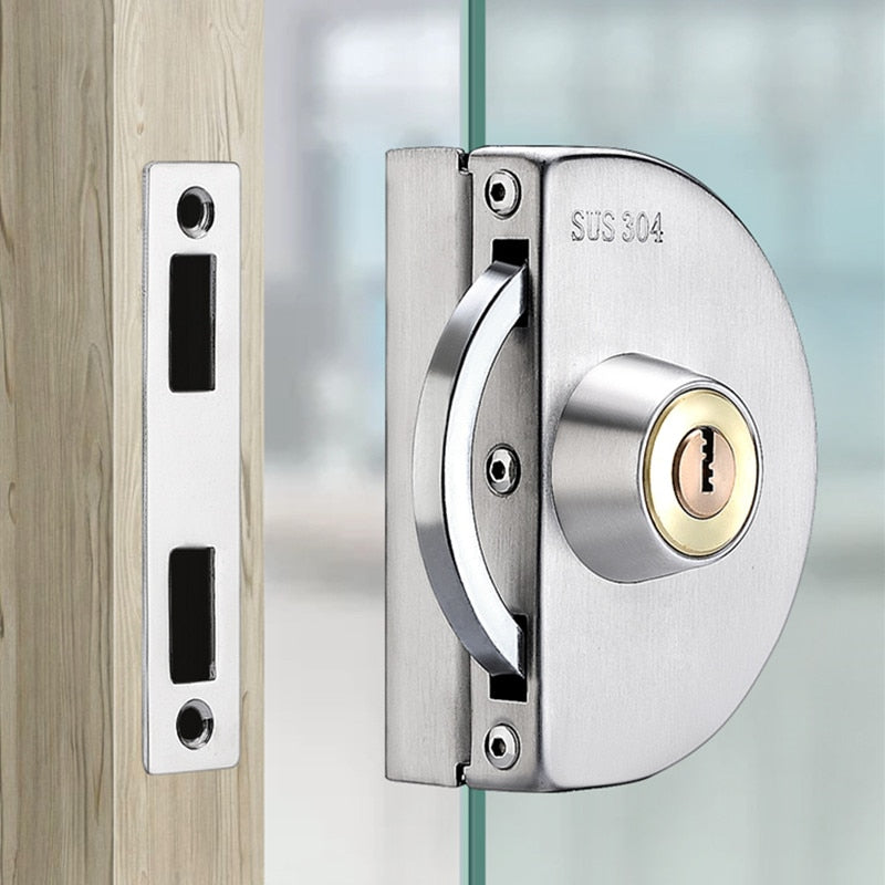 Sliding Glass Door Lock | Stainless Steel Sliding Mechanism | Fits 10-14mm Glass