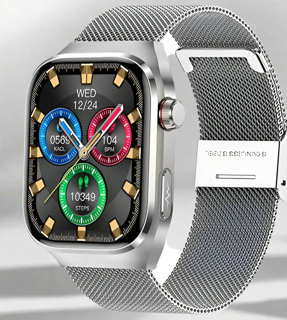 Smartwatch | Blood Sugar, Uric Acid & ECG Monitoring | AMOLED Touchscreen | Up to 15-Day Battery