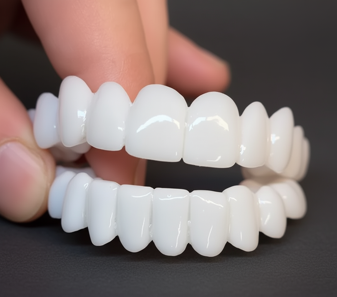 Snap-On Dental Veneers | Removable & Reusable | Resin Upper & Lower | Natural White Finish