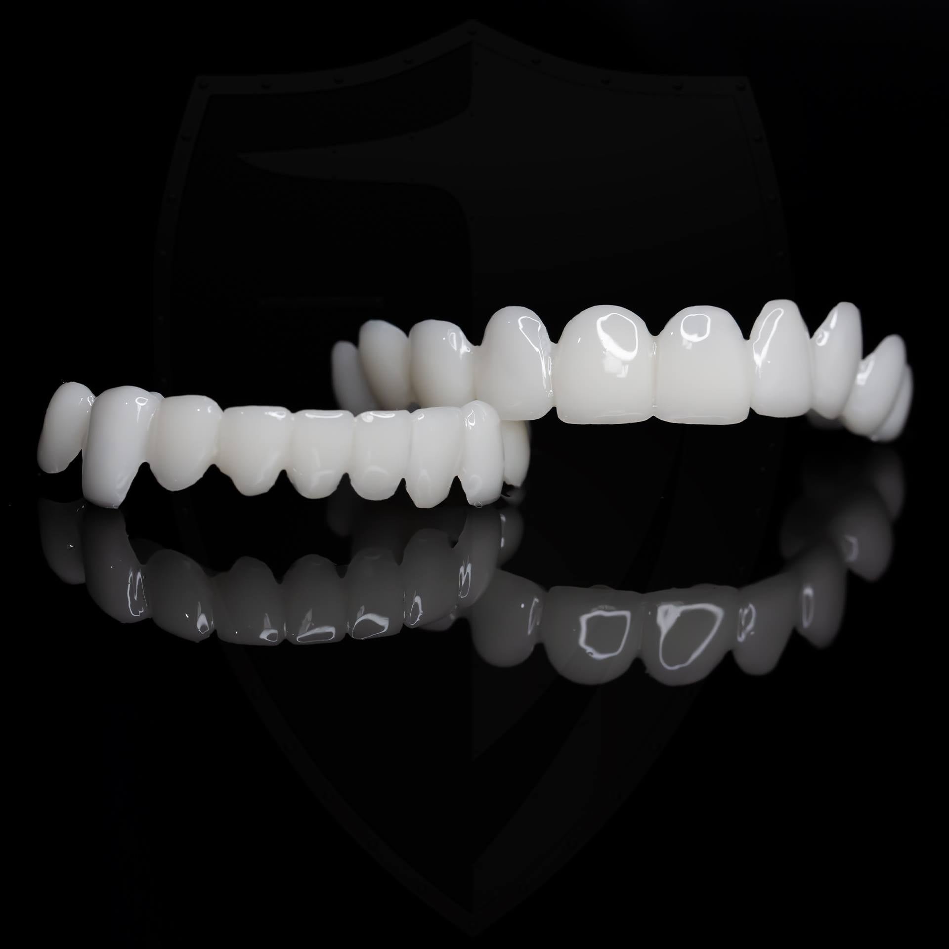 Snap-On Dental Veneers | Removable & Reusable | Resin Upper & Lower | Natural White Finish