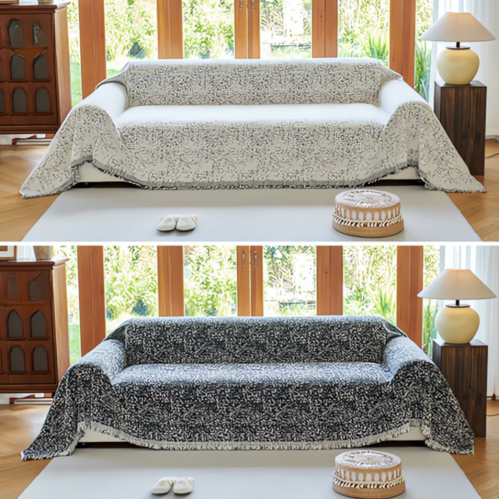 Sofa Cover | Nordic Reversible Design | Microfiber & Machine-Washable | Upholstery Protection