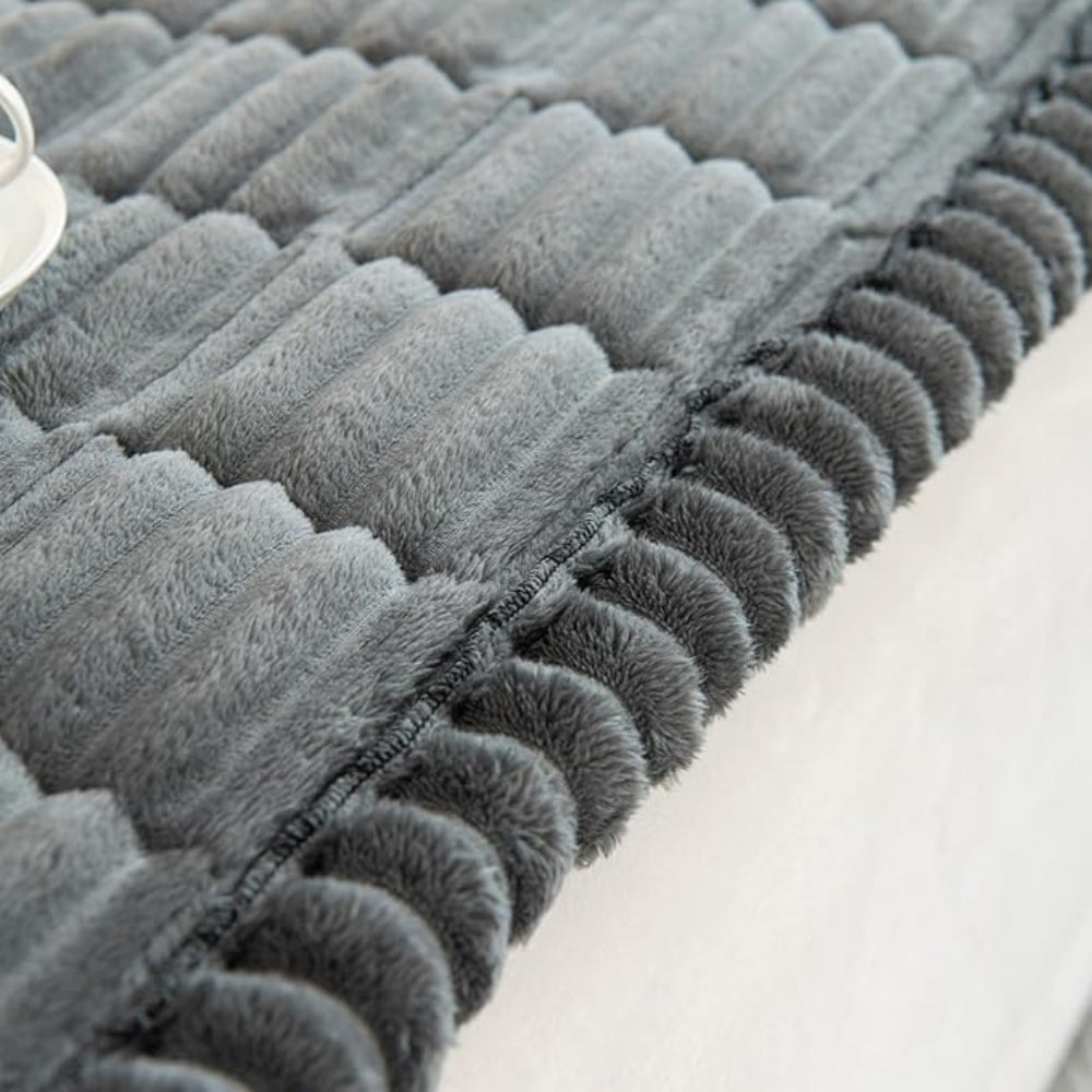 Sofa Cover | Plush Throw with Pleated Edges | Microfiber Blend | Machine Washable