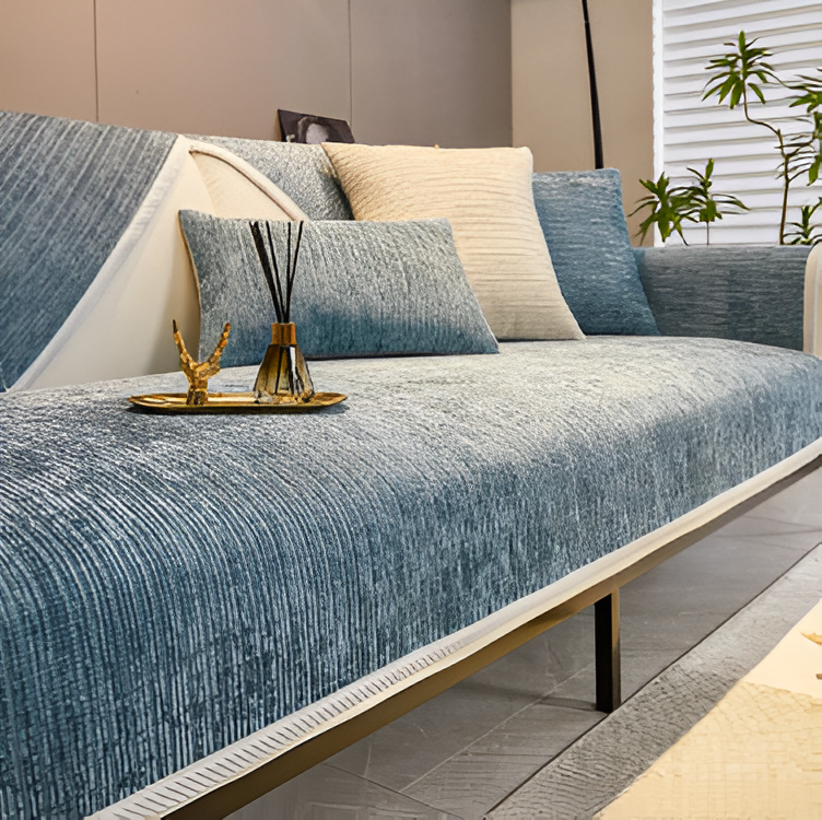 Sofa Slipcover | Chic Striped Design | Chenille Fabric | Machine Washable