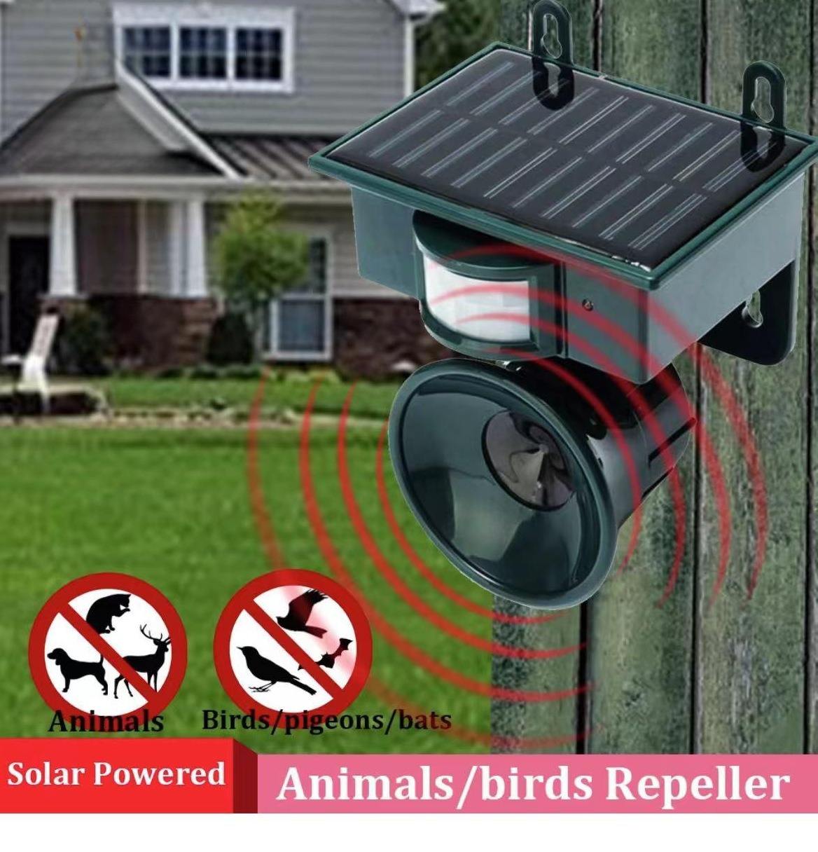 Solar Bird Repeller | Motion-Activated PIR Sensor | Predator Sound Deterrent