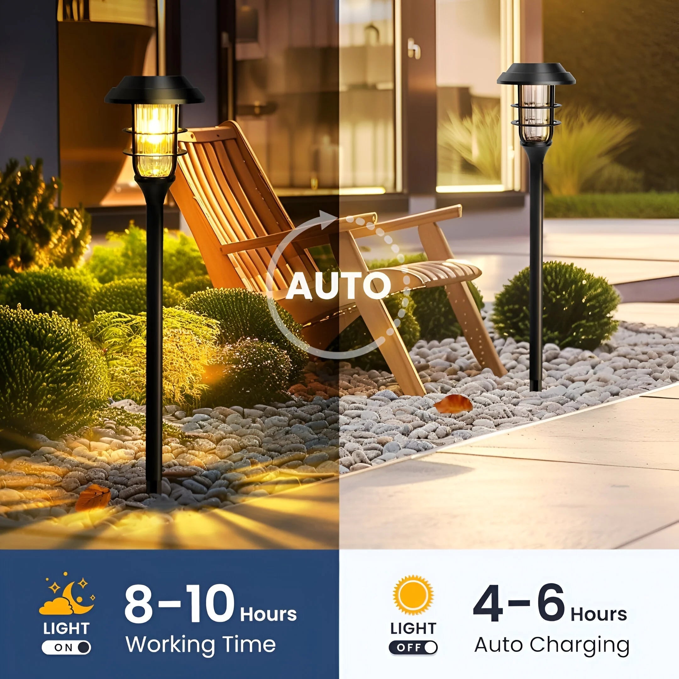 Solar Garden Lights | Flickering Warm Glow | Weatherproof & Durable | 6-Pack