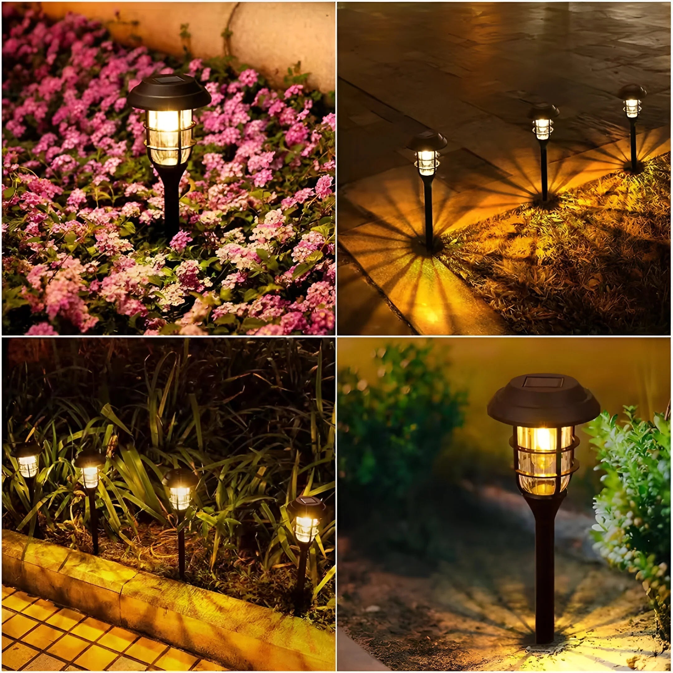 Solar Garden Lights | Flickering Warm Glow | Weatherproof & Durable | 6-Pack