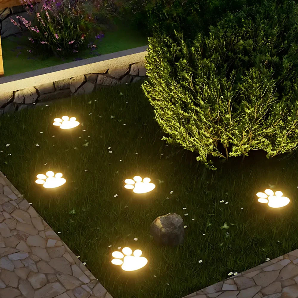 Solar Pathway Light | Paw-Print Pattern | Auto Dusk Sensor & Weather-Resistant