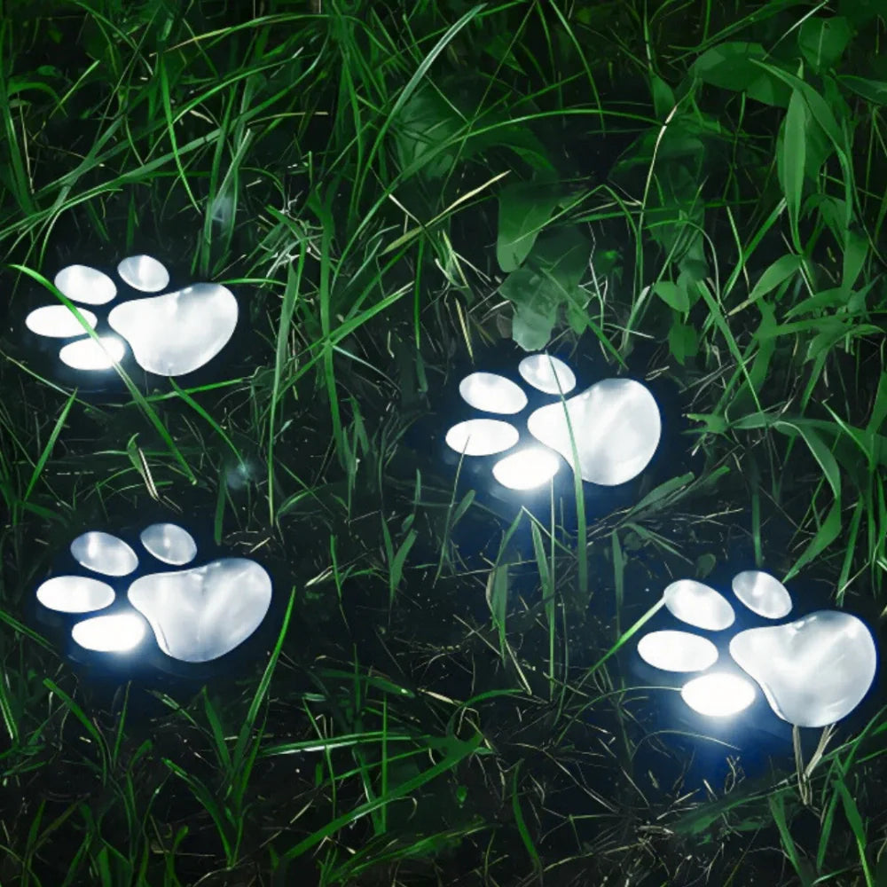 Solar Pathway Light | Paw-Print Pattern | Auto Dusk Sensor & Weather-Resistant