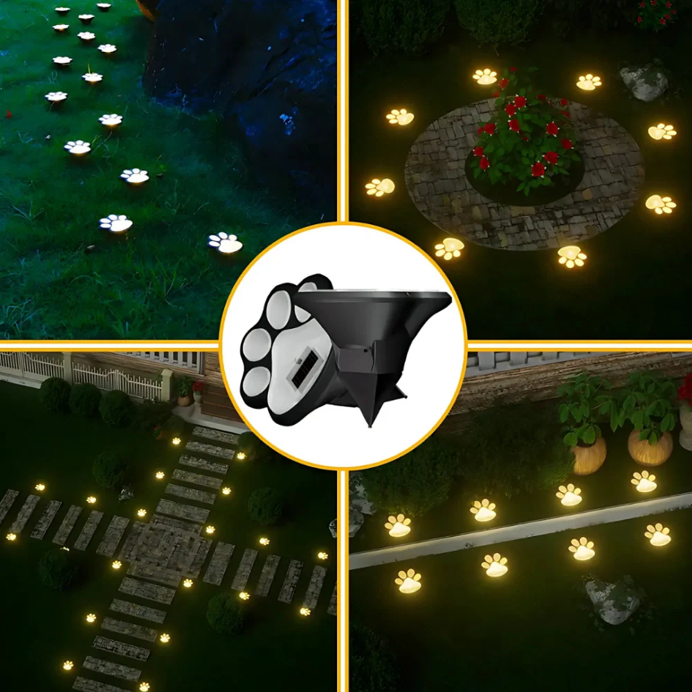 Solar Pathway Light | Paw-Print Pattern | Auto Dusk Sensor & Weather-Resistant