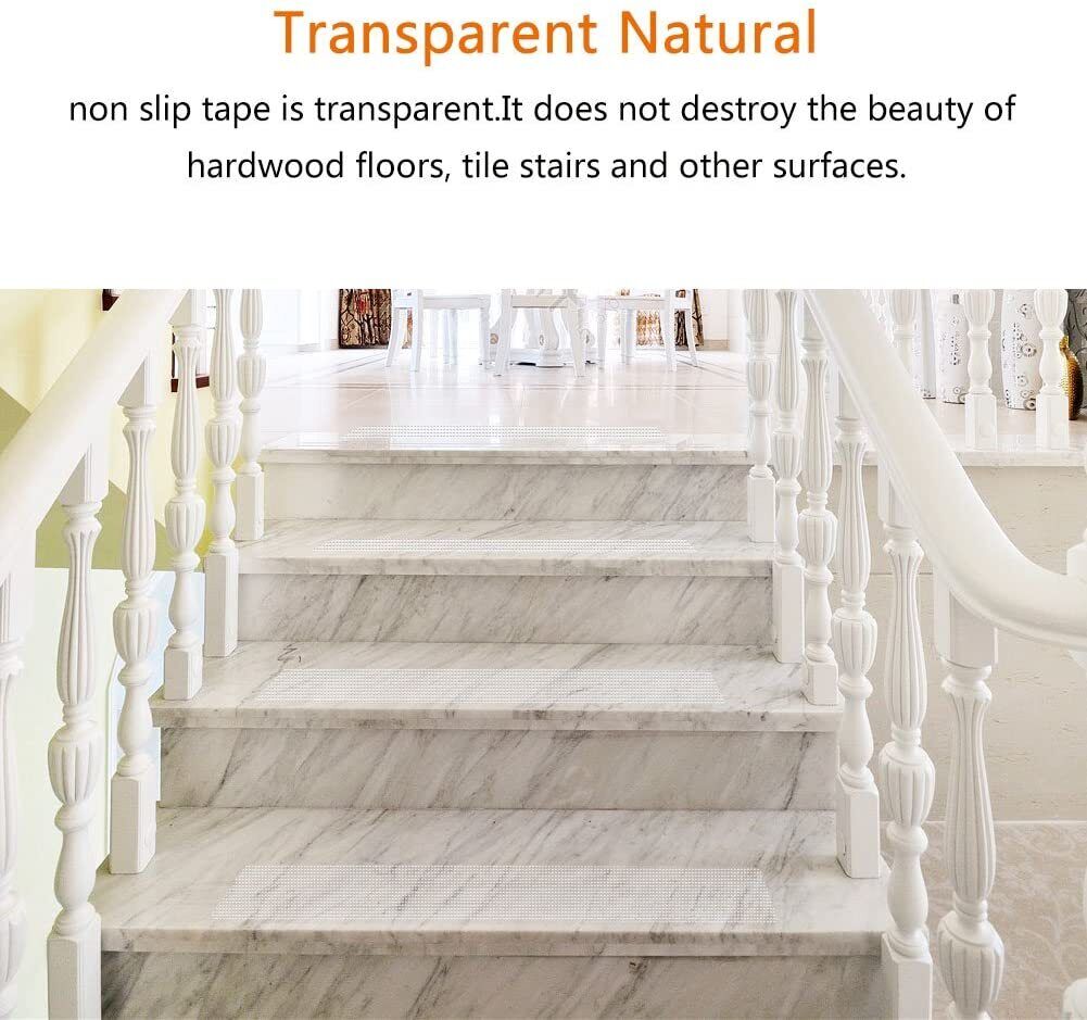 Stair Tread Strips | Clear Non-Slip Grip | Pack of 15 | Indoor Safety