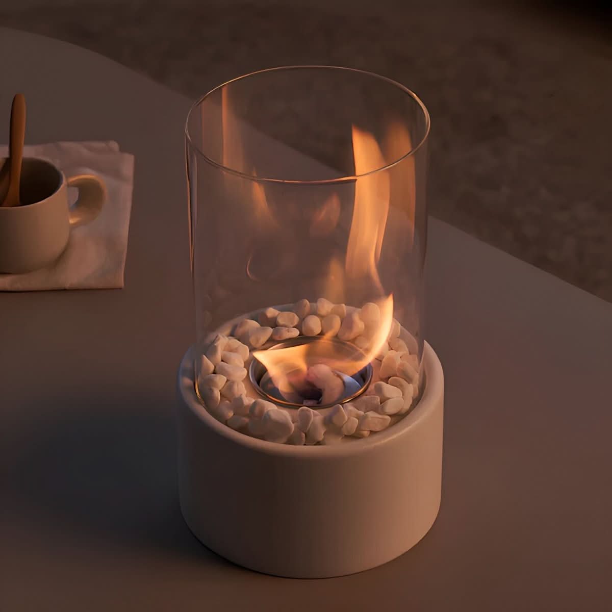 Tabletop Fireplace | Smoke-Free Bioethanol Flame | Metal & Glass | Cozy Indoor/Outdoor Ambience