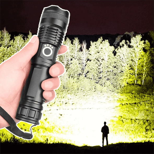 Tactical LED Flashlight | Super Bright 90,000 Lumens | USB Rechargeable | Aluminum Body