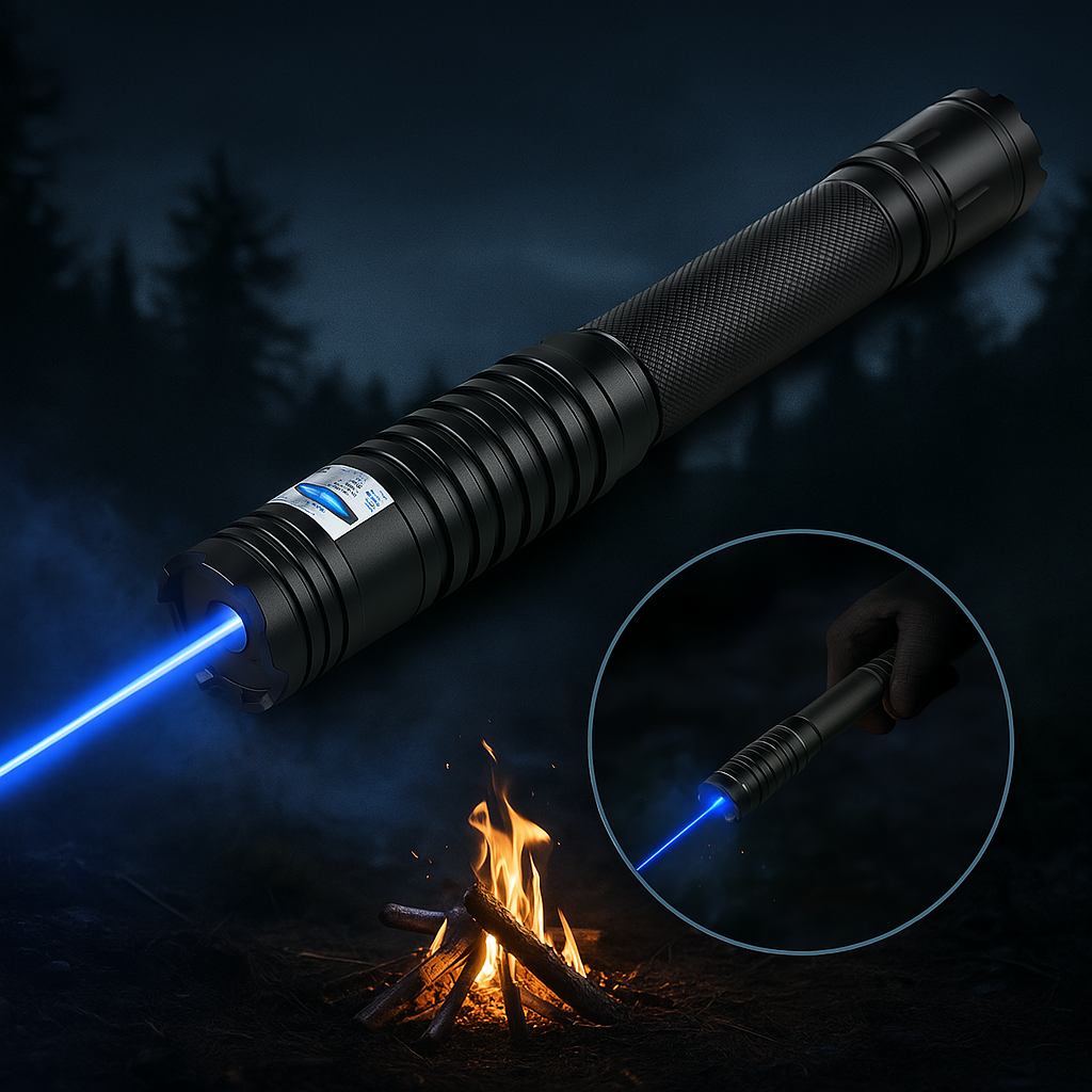 Tactical Laser Torch | High-Intensity Blue Beam | Adjustable Focus, Aluminum Body | Outdoor Survival