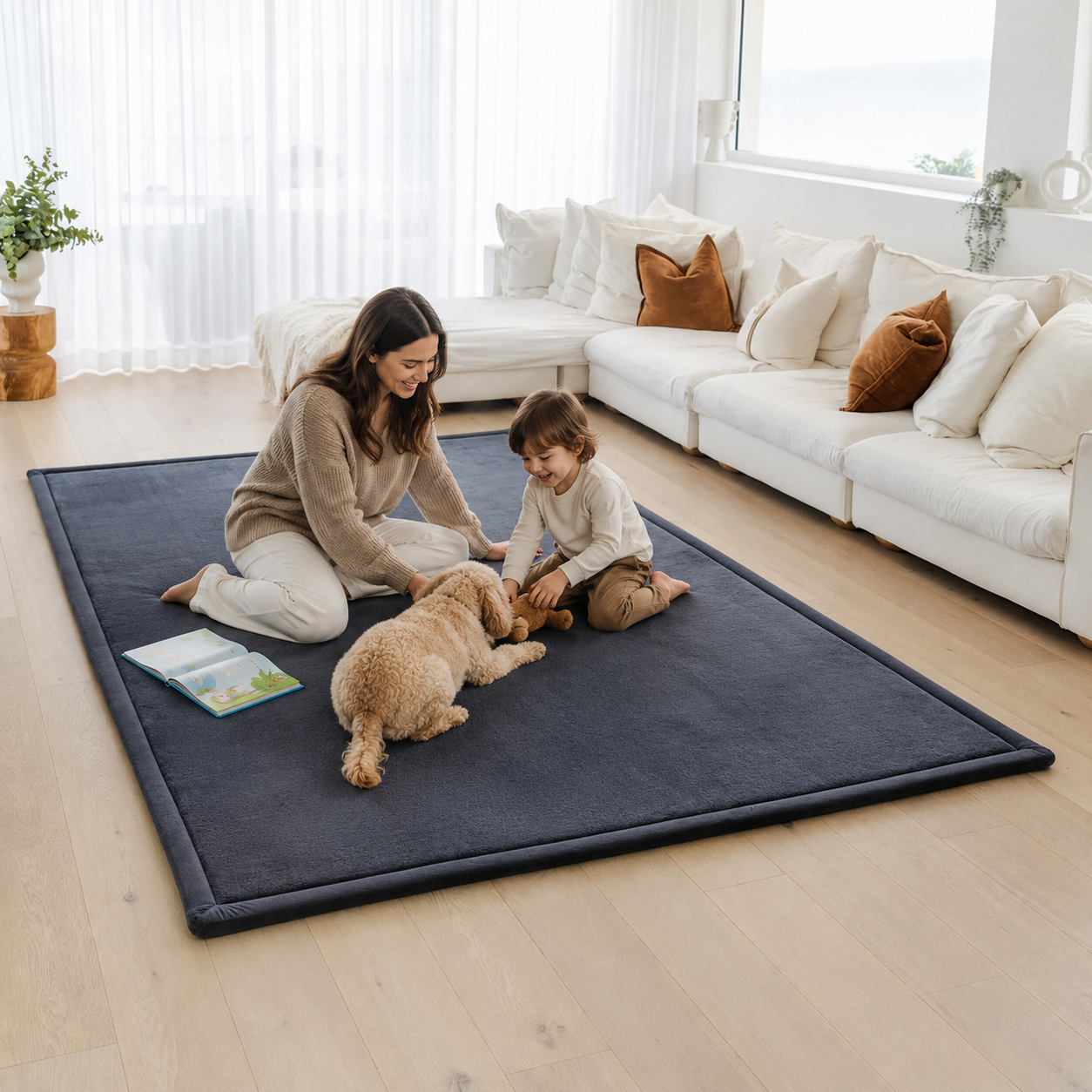 Tatami Mat for Kids & Pets | Ultra-Soft 35mm Cushioning | Stain-Resistant Soft-Touch Fabric