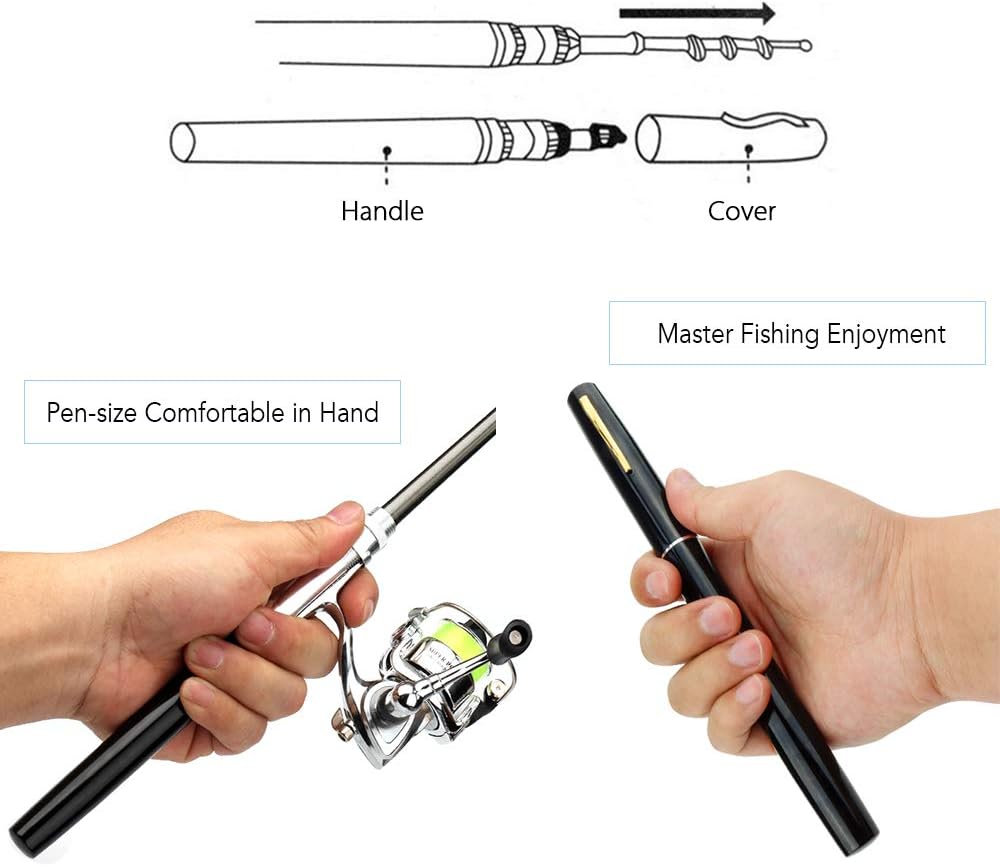 Telescopic Fishing Rod & Reel Combo | Pen-Style 1M | Carbon Fiber & EVA Handle