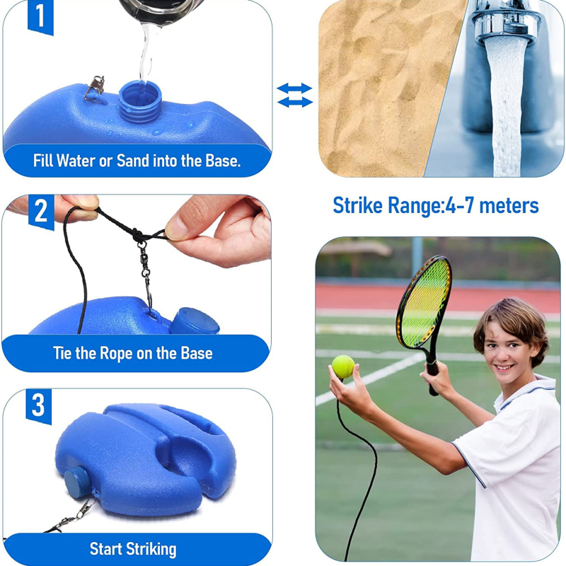 Tennis Trainer | Solo Ball-Return Simulator | With Ball, Clips & Rope