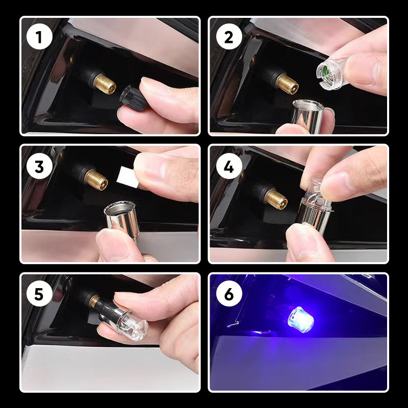 Tire Valve LED Caps | Motion-Activated LED | Waterproof & Rust-Resistant | Night Visibility