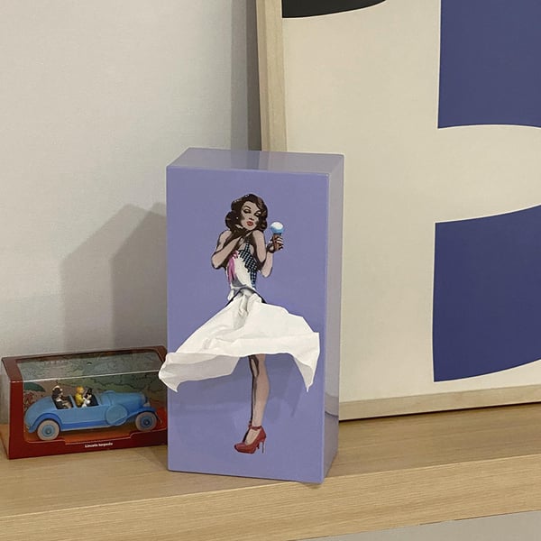 Tissue Box Cover | Interactive Flying Skirt Design | Weighted Base & Reusable | 25x13x8 cm