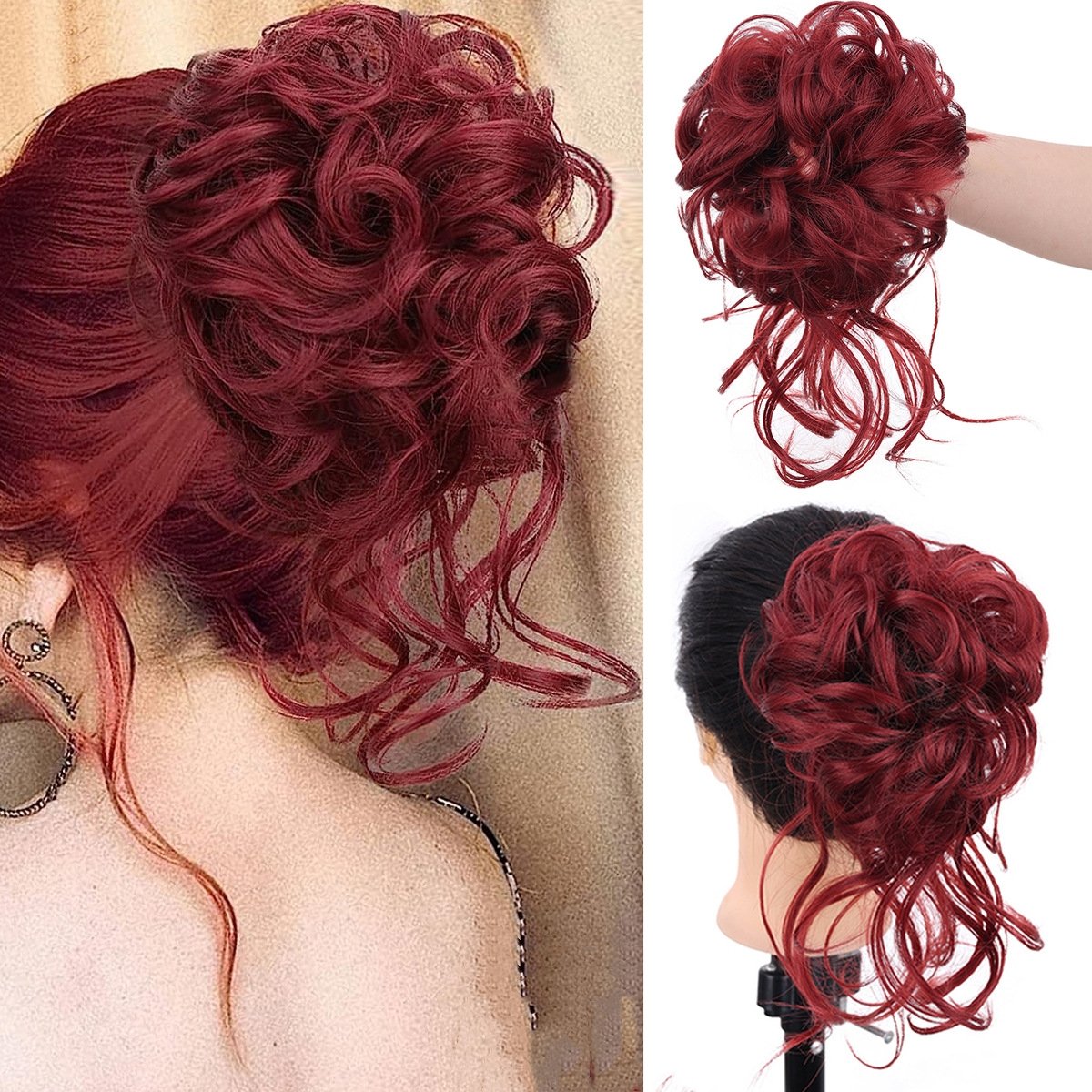 Top Knot Hairpiece | Curly Synthetic Hair | Elastic Band & Secure Hold | Instant Volume